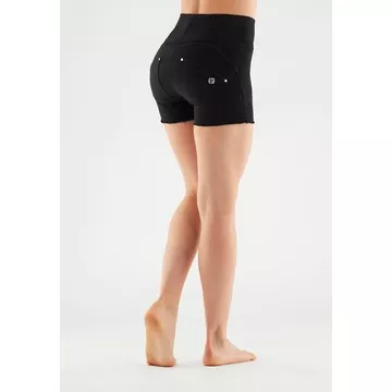 Short push up WR.UP® taille haute avec franges, teint en pièce en tissu navette