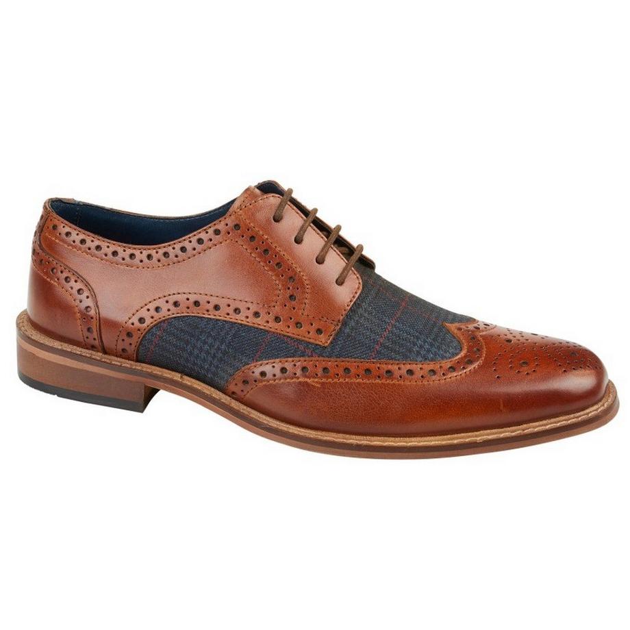 Halbschuhe, Kariert, Leder
