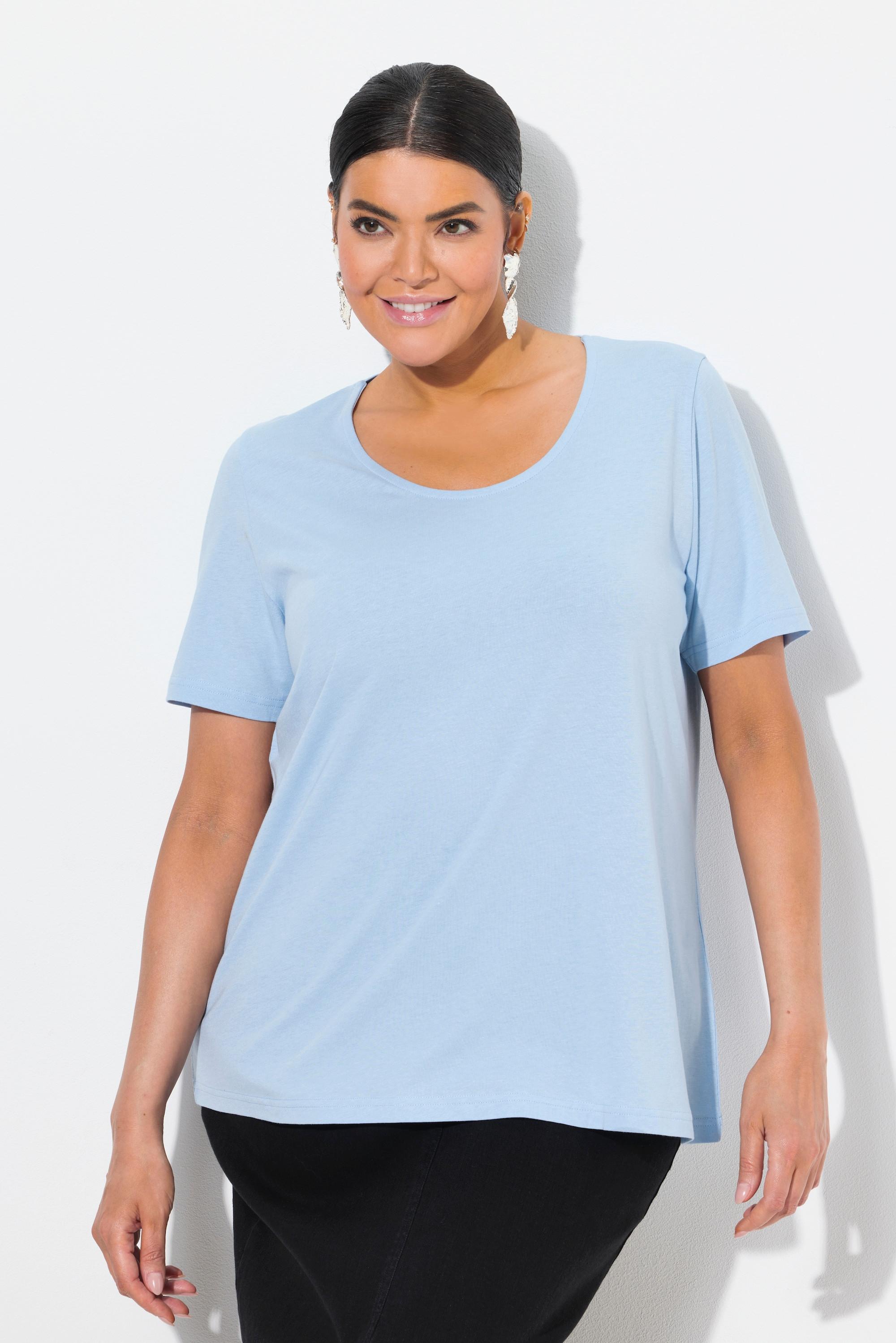 Ulla Popken  T-shirt col rond et manches courtes, modal mélangé - coupe Classic Fit 