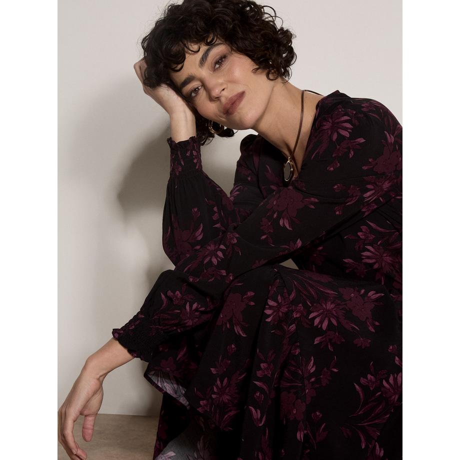 APRICOT Robe mi-longue en crêpe à motifs floraux  