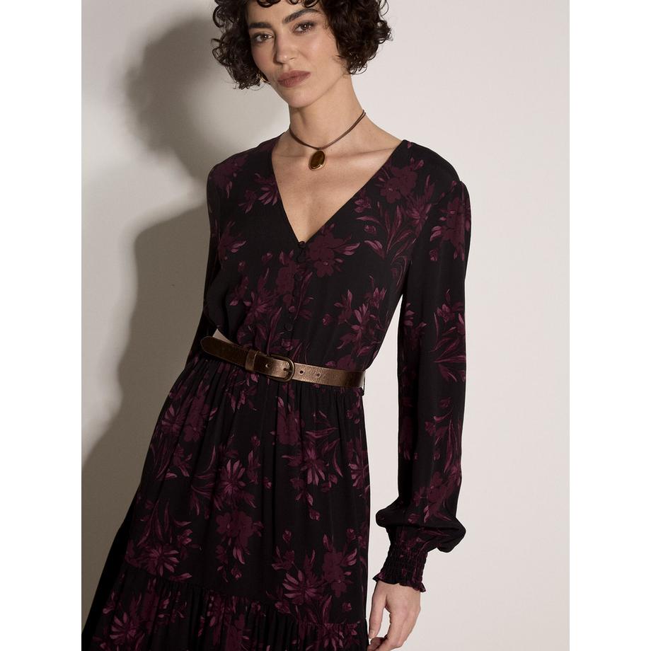 APRICOT Robe mi-longue en crêpe à motifs floraux  
