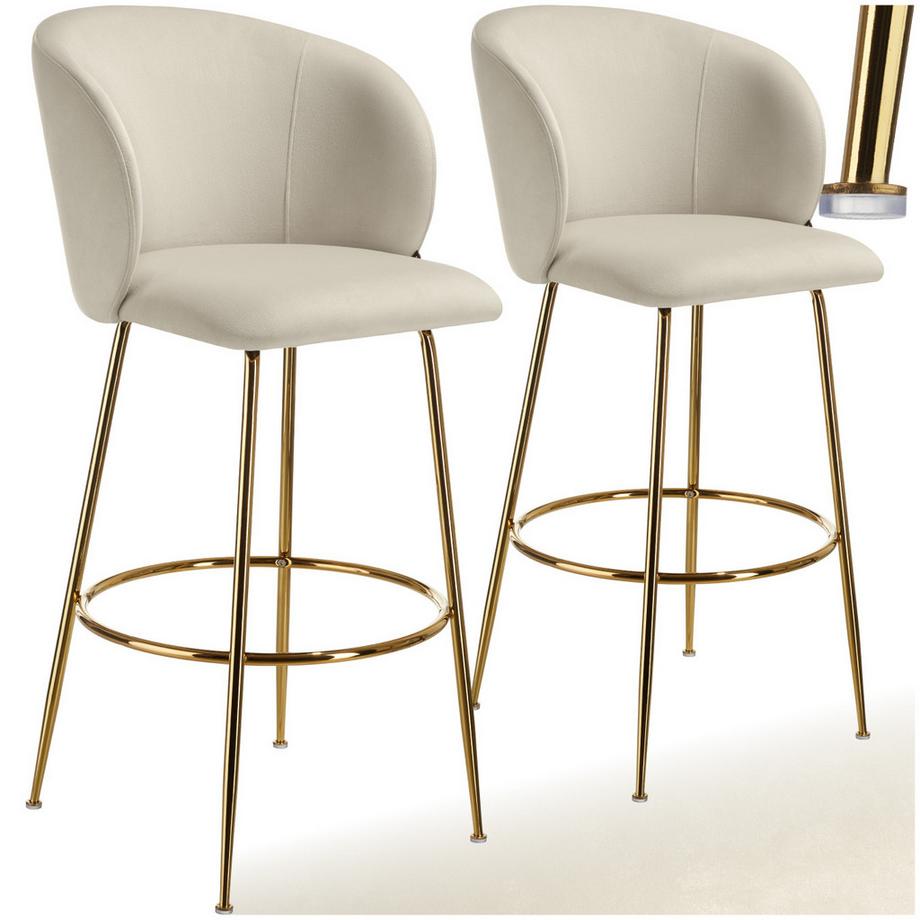 Tectake Sgabello da bar Luana Effetto velluto, imbottito  