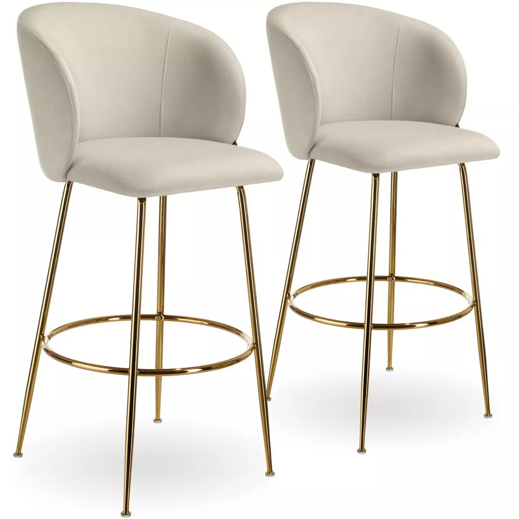 Tectake - Chaise de bar avec dossier luana aspect velours -
