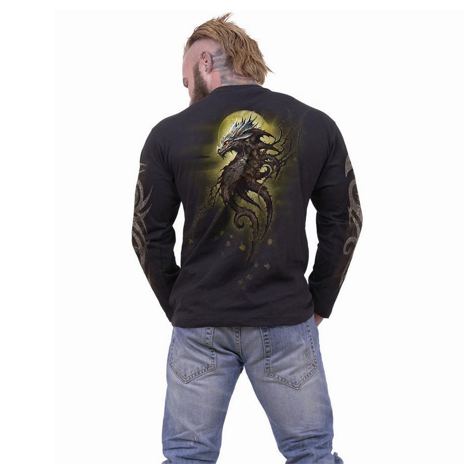 Spiral  Oak Dragon T-Shirt, Rücken Und Ärmeldruck, Langärmlig 
