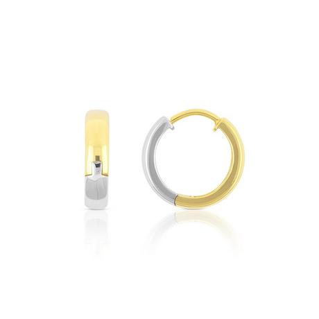 MUAU Schmuck  Creolen Bicolor Gelb-/Weissgold 750 U-Profil Scharnier 15mm 