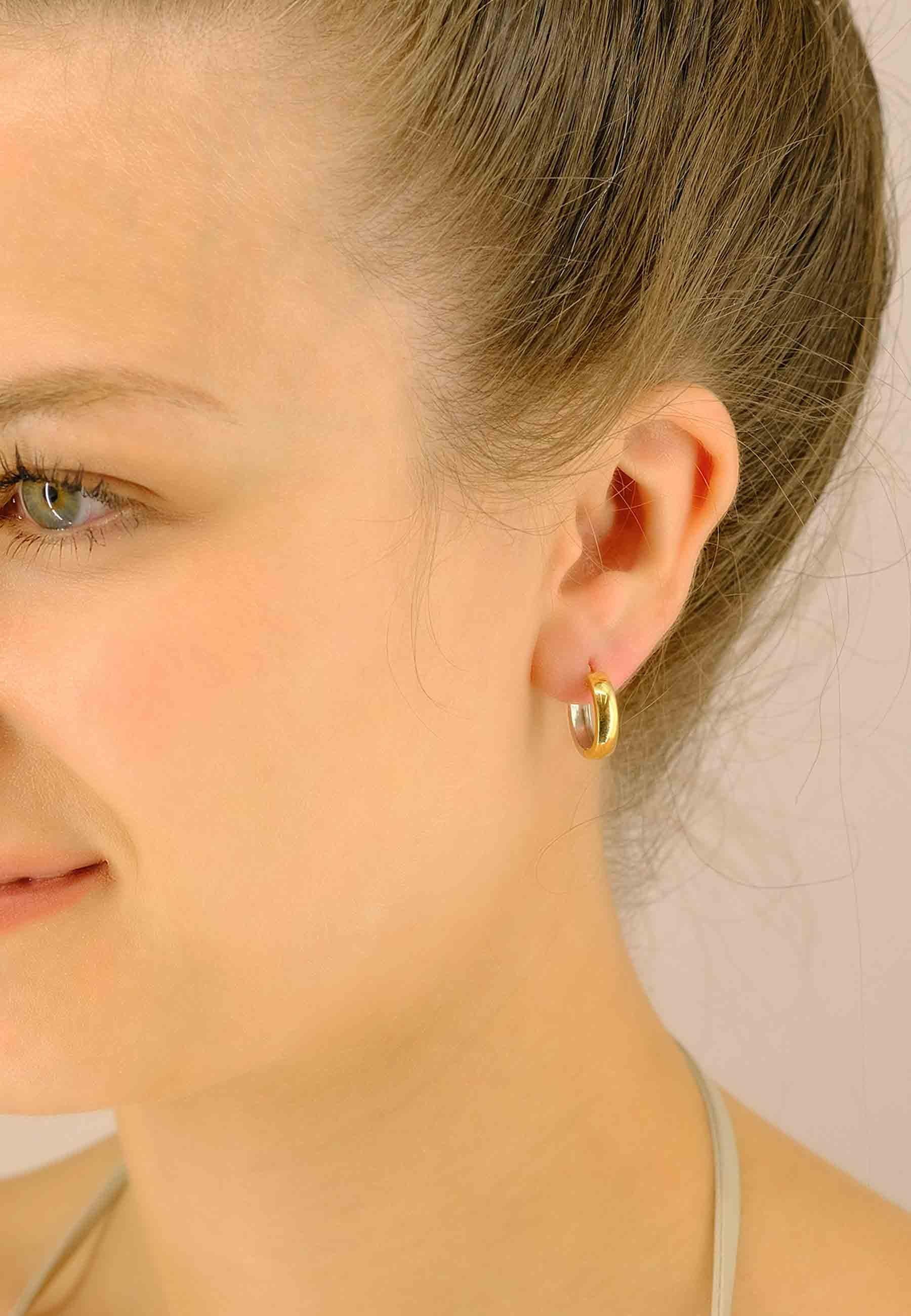 MUAU Schmuck  Creolen Bicolor Gelb-/Weissgold 750 U-Profil Scharnier 15mm 