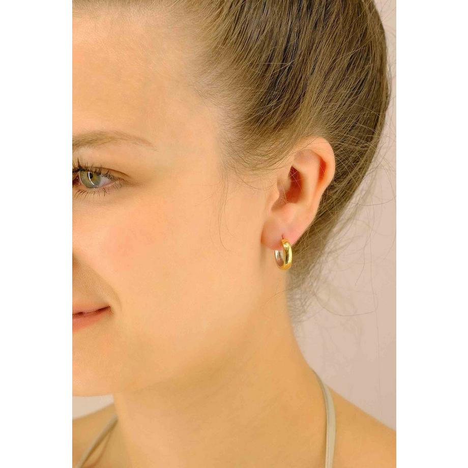 MUAU Schmuck  Creolen Bicolor Gelb-/Weissgold 750 U-Profil Scharnier 15mm 