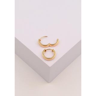 MUAU Schmuck  Creolen Bicolor Gelb-/Weissgold 750 U-Profil Scharnier 15mm 