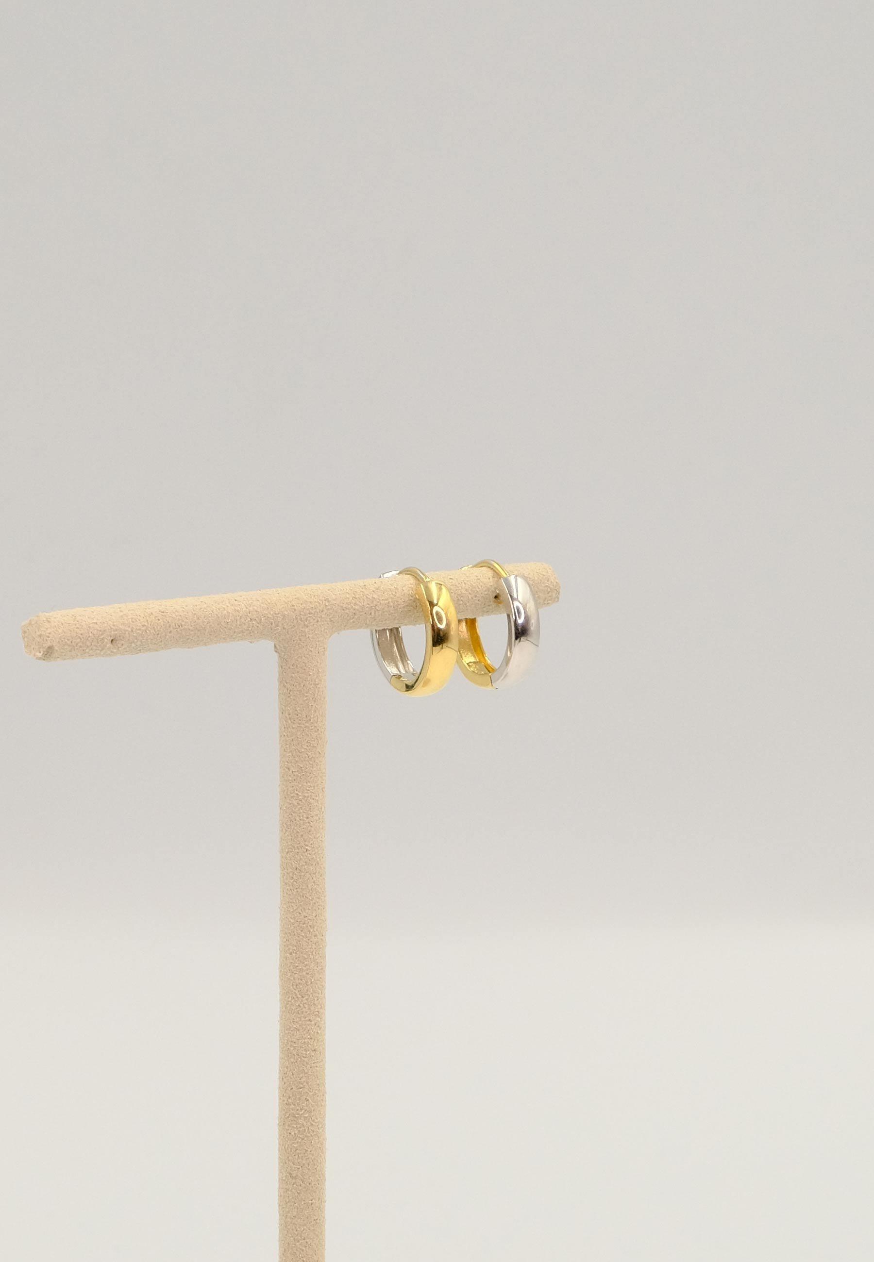 MUAU Schmuck  Créoles bicolores jaune/blanc or 750 Charnière profilée en U 15mm 