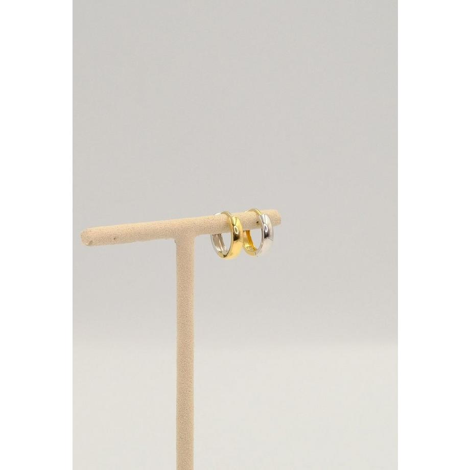 MUAU Schmuck  Creolen Bicolor Gelb-/Weissgold 750 U-Profil Scharnier 15mm 