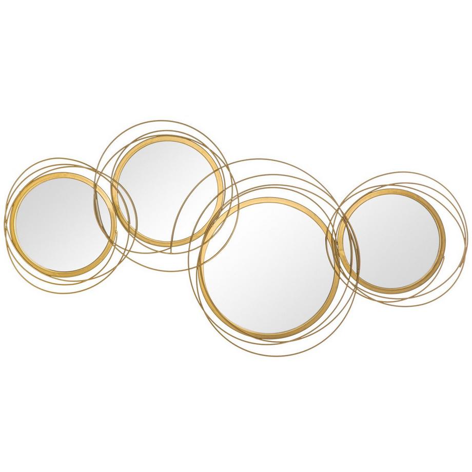 Spiegel-Set Für Wanddekoration, Wandschmuck Mit 4 Runden Spiegel, Wohnzimmerdeko, Wohnzimmer-Kunst, Wandkunstwerk Für Schlafzimmer, Metall