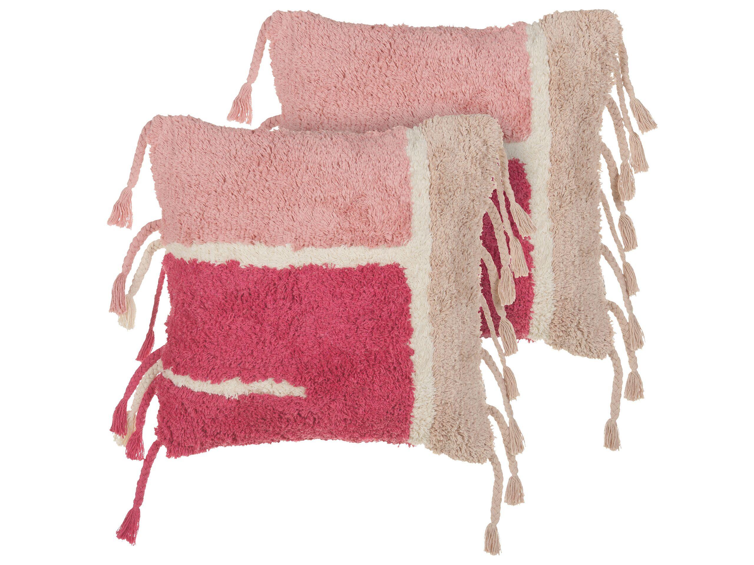 Beliani Lot de 2 coussins en Coton Boho BISTORTA  