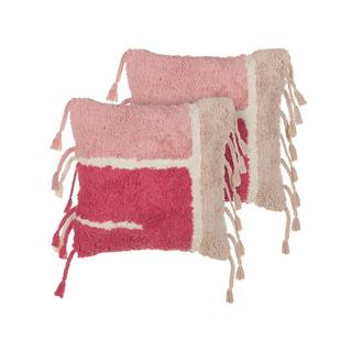 Beliani Lot de 2 coussins en Coton Boho BISTORTA  