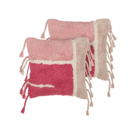 Beliani Lot de 2 coussins en Coton Boho BISTORTA  