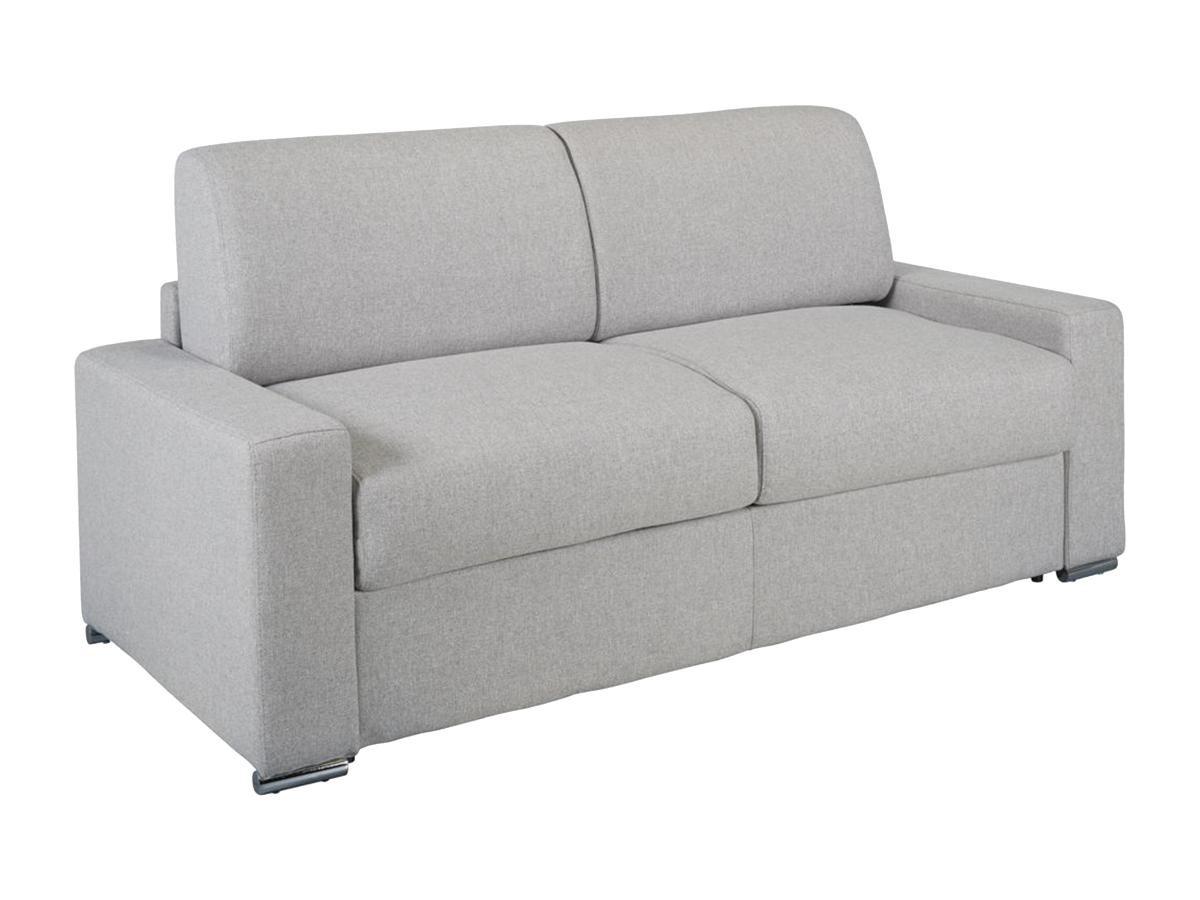 LINEA SOFA Schlafsofa mit Matratze 3-Sitzer Stoff - Grau - Liegefläche mit Lattenrost: 140 cm - Matratzenhöhe: 16 cm mit Memory Schaum - CALITO  