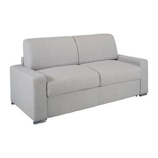 LINEA SOFA Schlafsofa mit Matratze 3-Sitzer Stoff - Grau - Liegefläche mit Lattenrost: 140 cm - Matratzenhöhe: 16 cm mit Memory Schaum - CALITO  