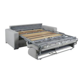 LINEA SOFA Schlafsofa mit Matratze 3-Sitzer Stoff - Grau - Liegefläche mit Lattenrost: 140 cm - Matratzenhöhe: 16 cm mit Memory Schaum - CALITO  