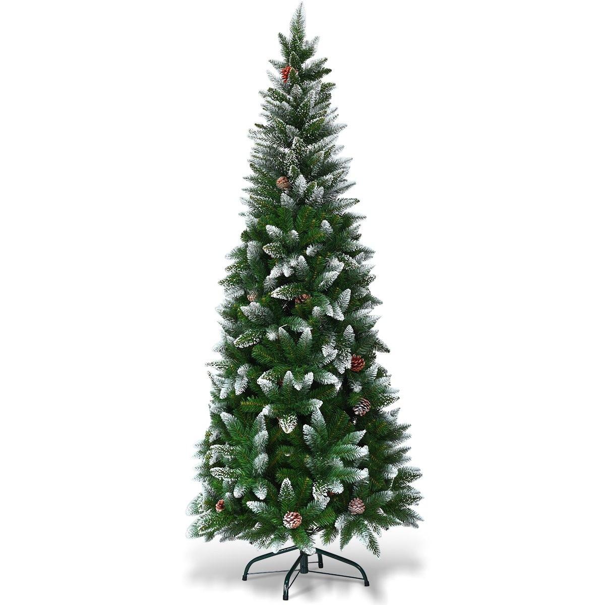 Northix Albero di Natale innevato con supporto in metallo e 630 punte aghi in PVC 220 cm  