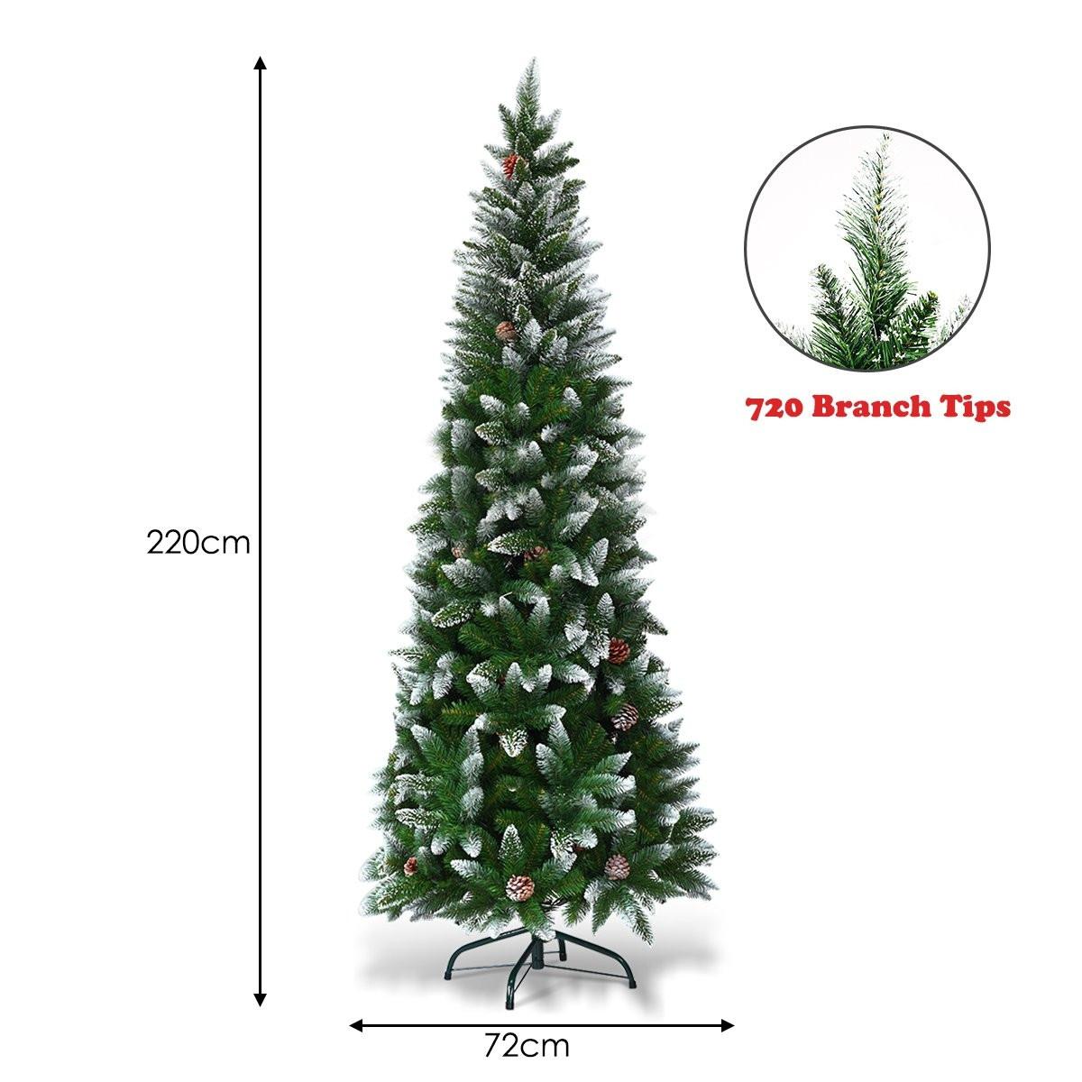 Northix Albero di Natale innevato con supporto in metallo e 630 punte aghi in PVC 220 cm  