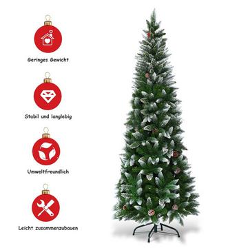 Schneebedeckter Weihnachtsbaum mit Metallständer und 630 Spitzen PVC Nadeln 220 cm