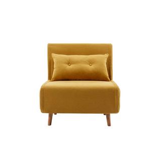 Vente-unique Fauteuil convertible en tissu jaune moutarde URIBIA  