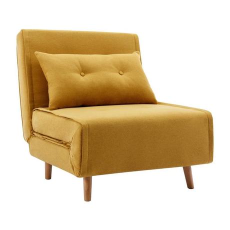 Vente-unique Fauteuil convertible en tissu jaune moutarde URIBIA  