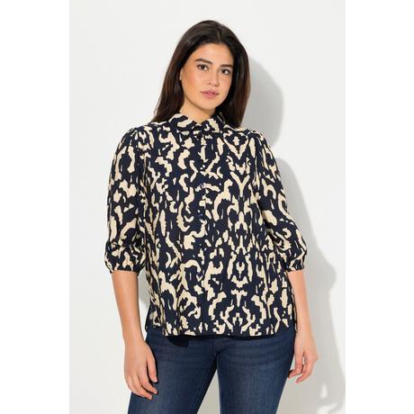 Ulla Popken  Blusa dal taglio oversize e più lunga sul retro con collo da camicia e maniche a 3/4 