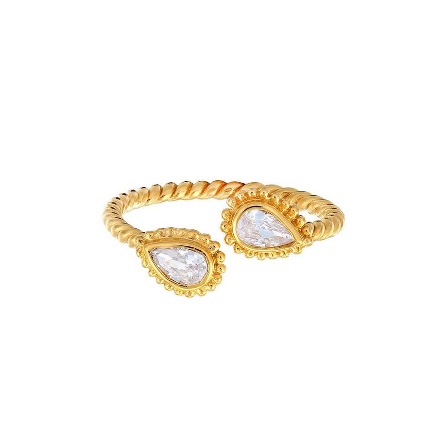 Elli  Ring Zirkonia Tropfen Vintage Look 925 Silber Vergoldet 