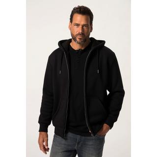 JP1880  Giacca per l'outdoor in felpa con cappuccio, fodera di teddy e zip, fino alla tg. 8XL 