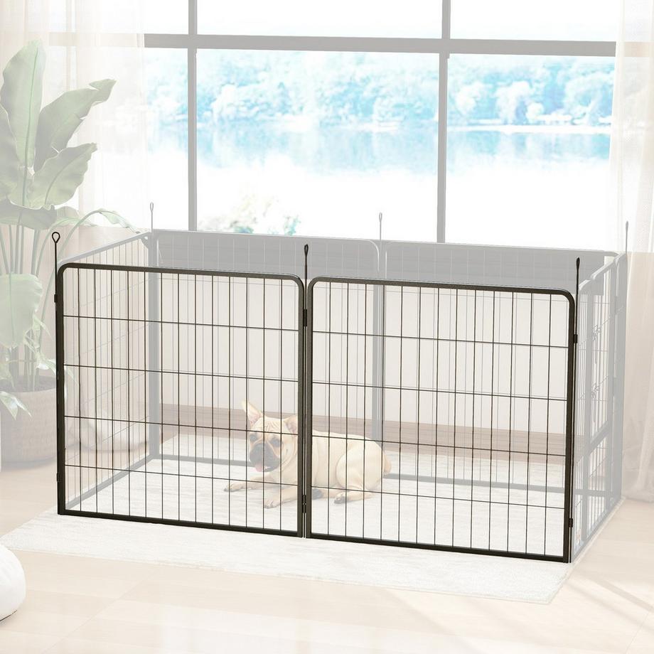 Northio  2er-Set Erweiterung 2 Hundezaun-Paneele für Freigehege, 80 x 80 cm Welpenzaun aus Stahl, für kleine und mittlere Hunde Schwarz Aosom 