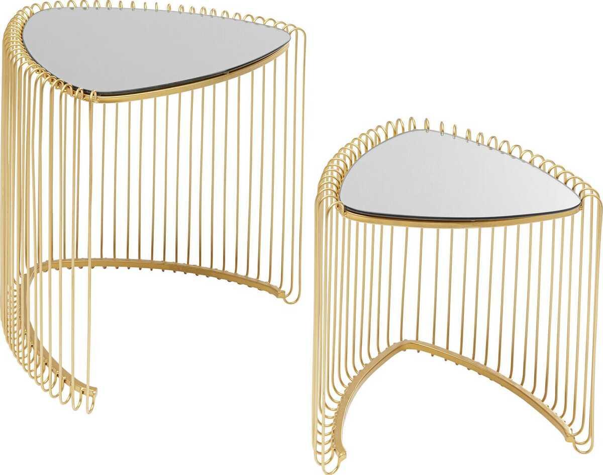 KARE Design Tavolino Wire Triangle oro (set di 2)  