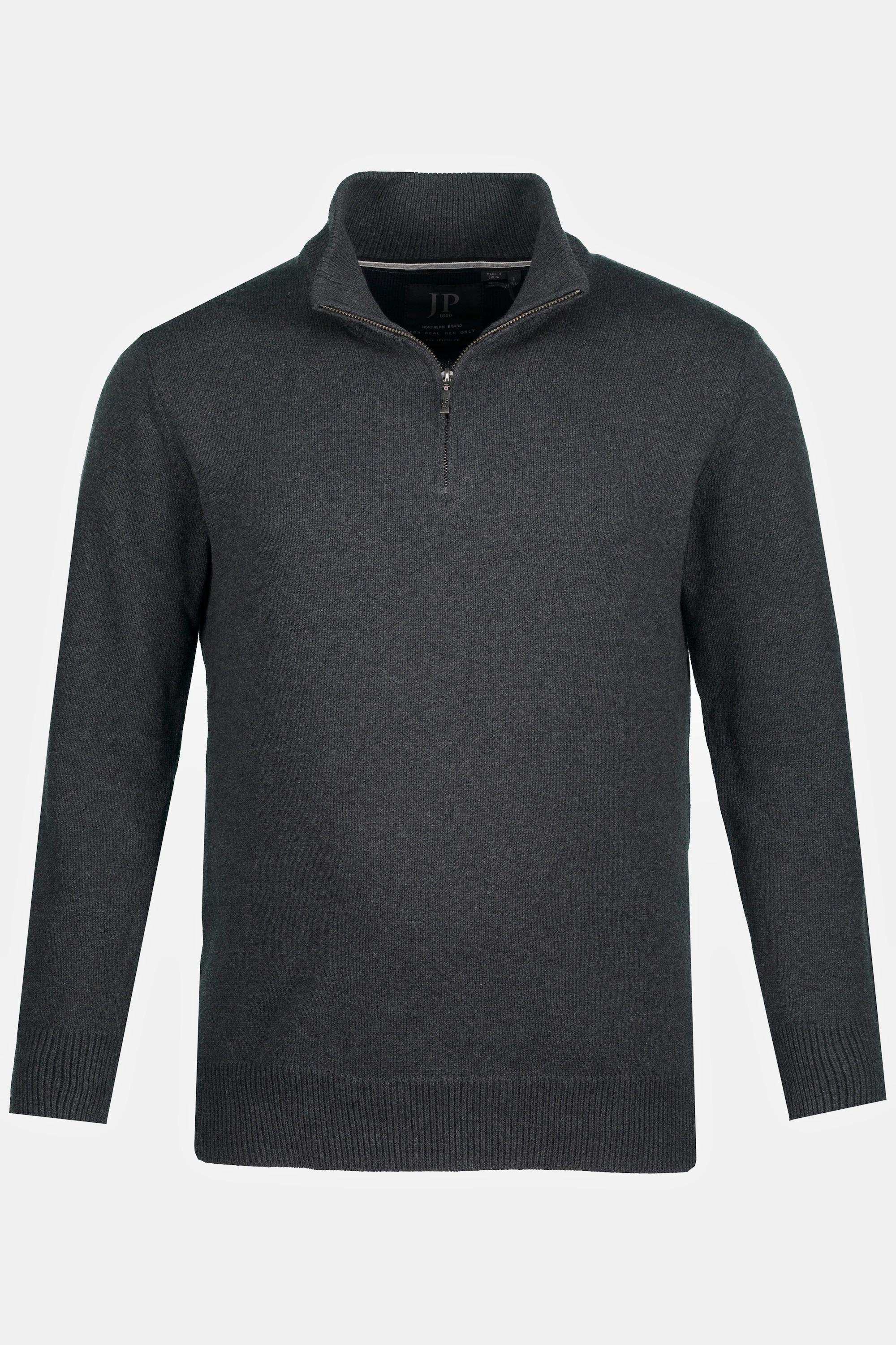 JP1880  Maglione polo con collo alto, zip e maniche lunghe 