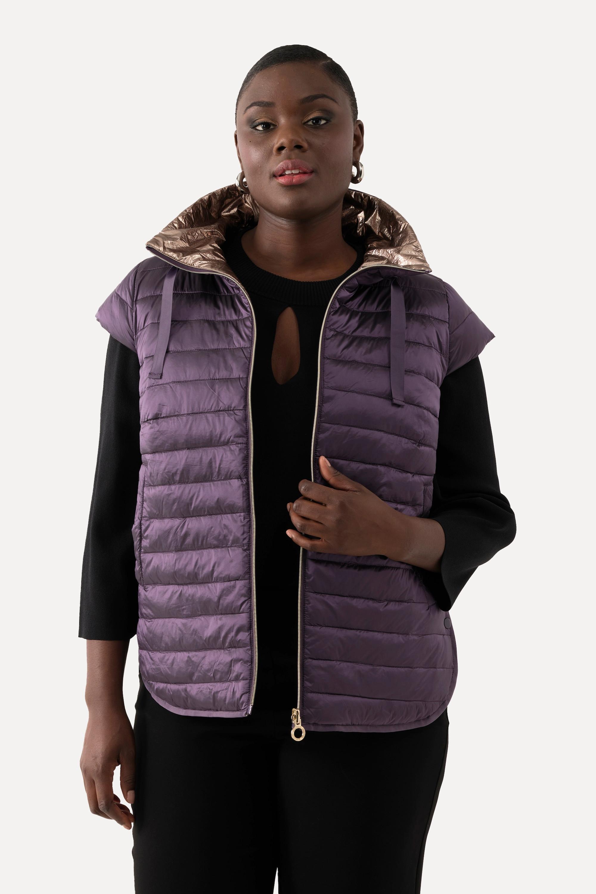 Ulla Popken  Gilet double face con manichette, collo alto e bottoni automatici 