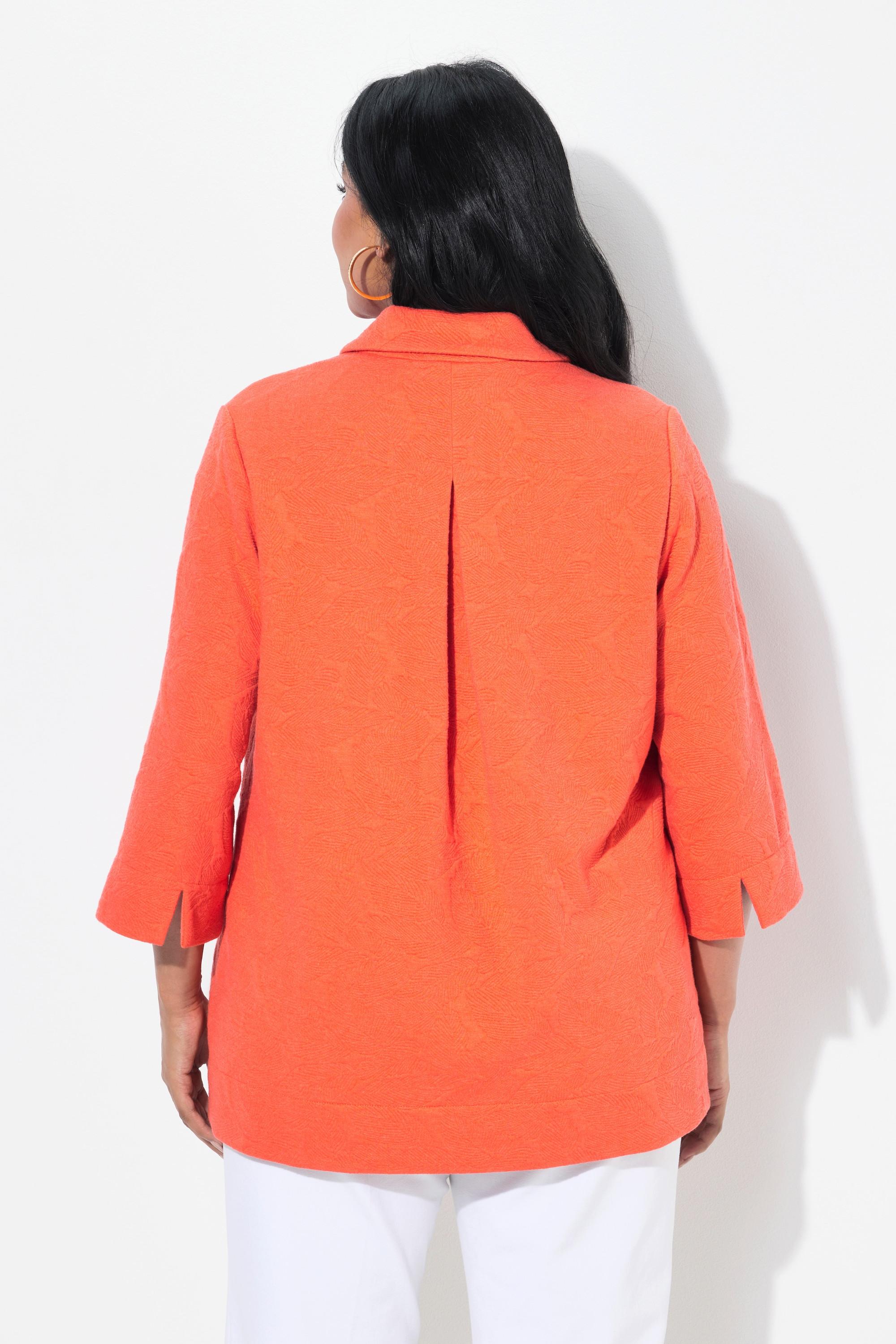 Ulla Popken Veste Jersey Texturée Col Chemise Manches 3/4  