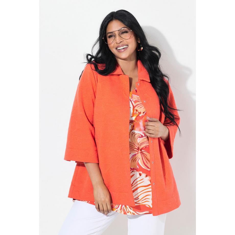 Ulla Popken Giacca Jersey Strutturata Collo Camicia Maniche 3/4  