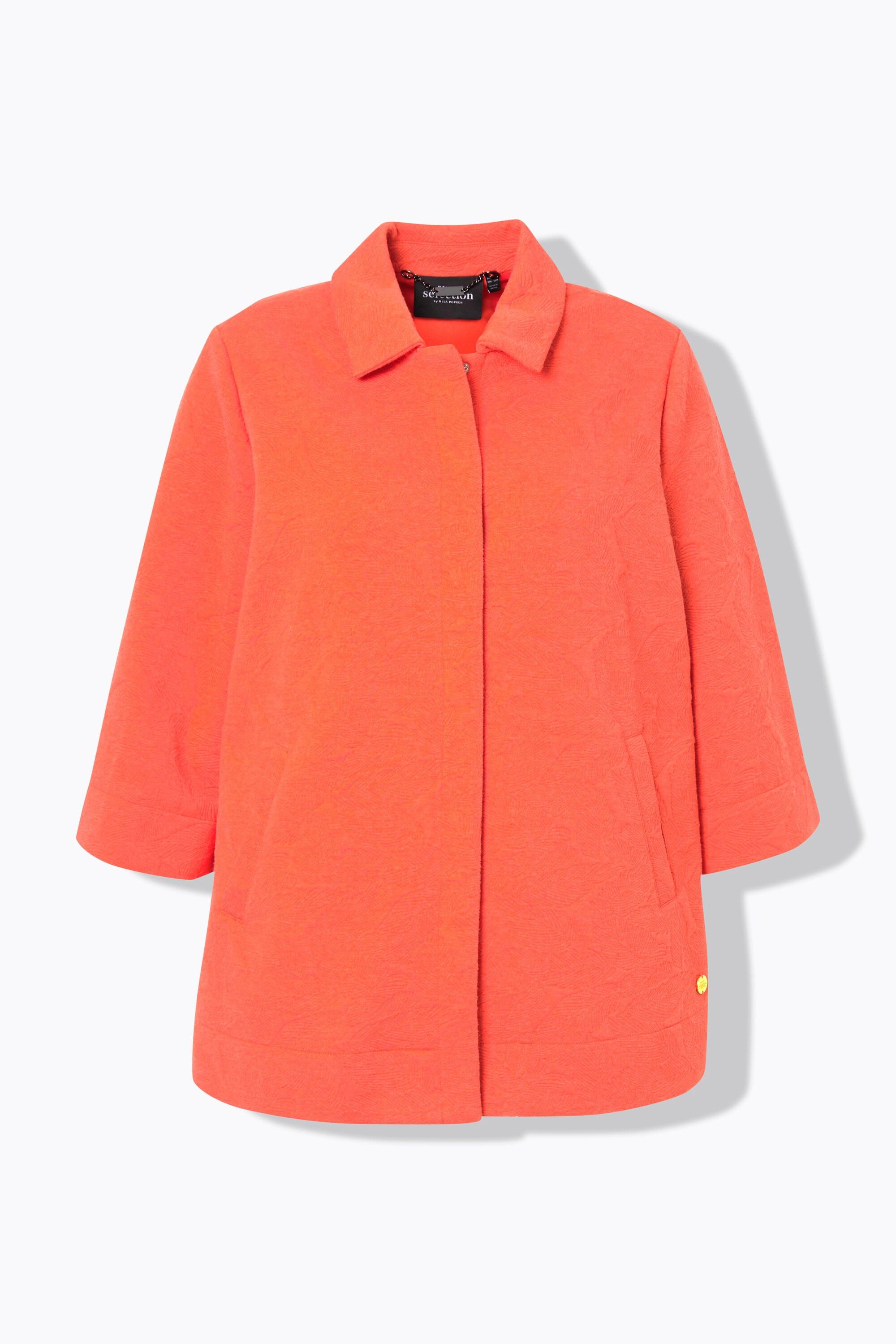 Ulla Popken Veste Jersey Texturée Col Chemise Manches 3/4  