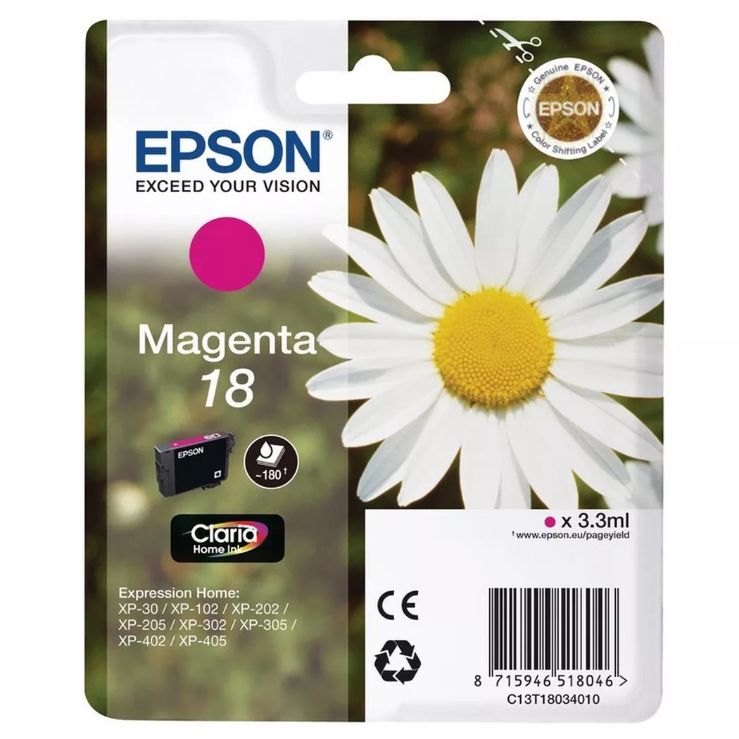Epson – Tintenpatrone magenta T180340 XP 30/405 180 Seiten, Magenta, One Size