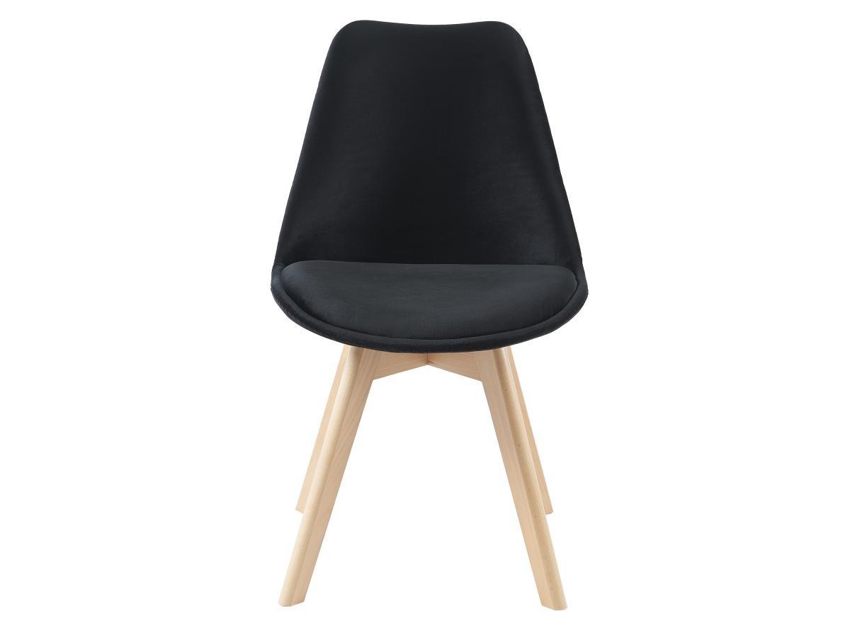 Vente-unique Lot de 6 chaises en velours et hêtre - Noir - JODY  