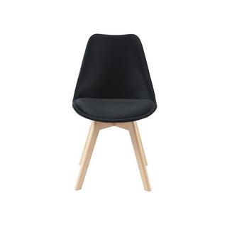 Vente-unique Lot de 6 chaises en velours et hêtre - Noir - JODY  