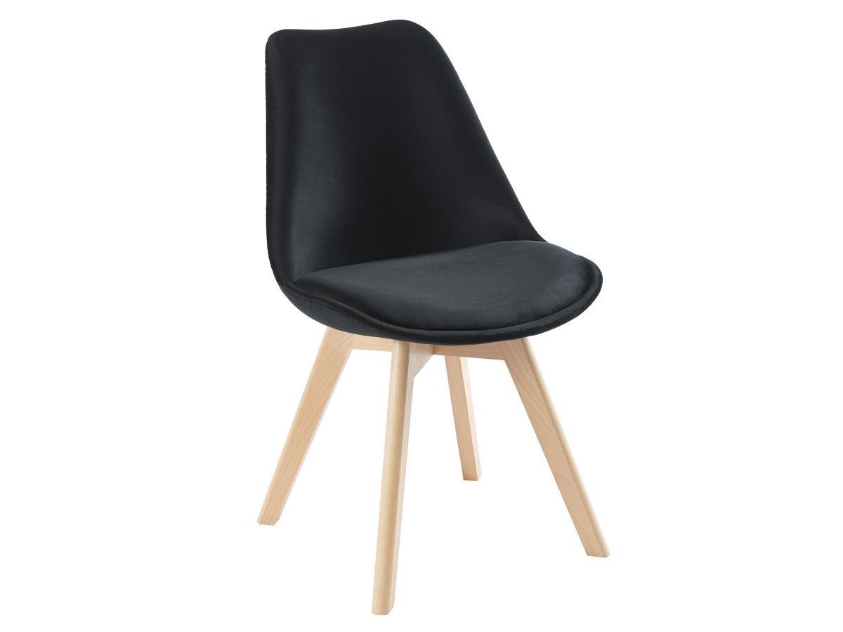 Vente-unique Lot de 6 chaises en velours et hêtre - Noir - JODY  