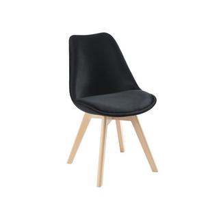 Vente-unique Lot de 6 chaises en velours et hêtre - Noir - JODY  