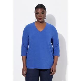 Ulla Popken  Shirt, A-Linie, V-Ausschnitt, 3/4-Arm 