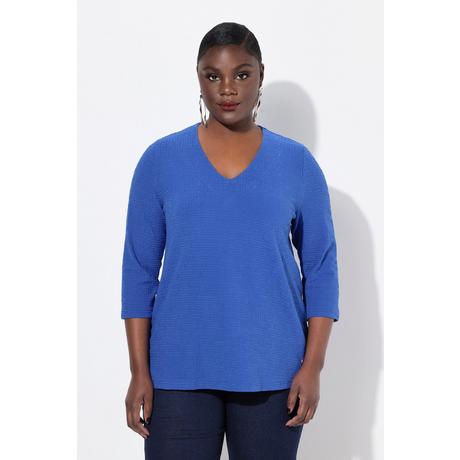 Ulla Popken  Shirt, A-Linie, V-Ausschnitt, 3/4-Arm 