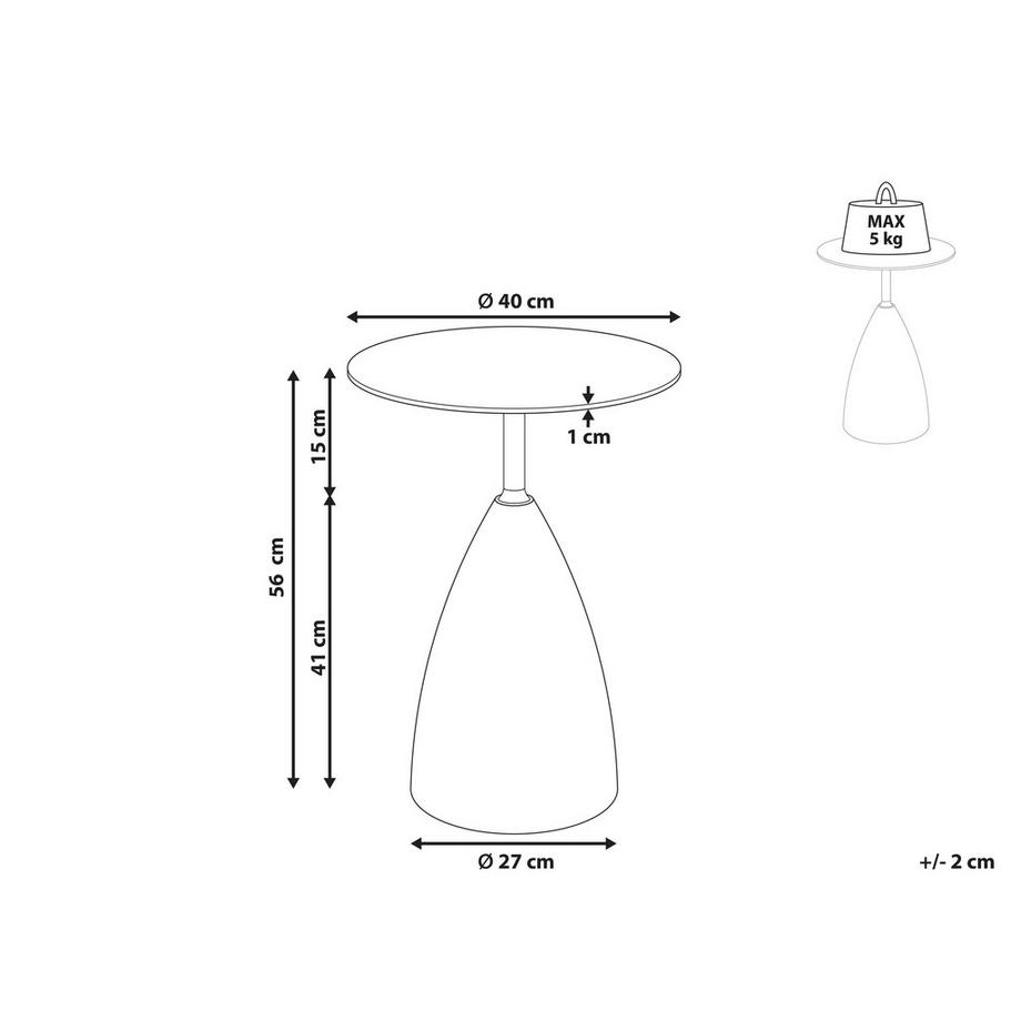 Beliani Table d'appoint en Métal Glamour WABBY  