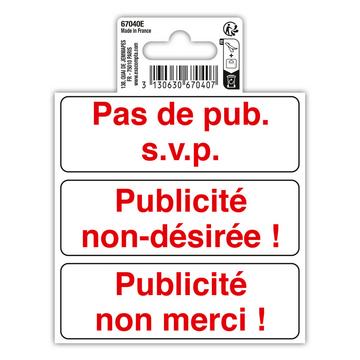 Panneau PVC adhésif antidérapant Publicité interdite 10 cm