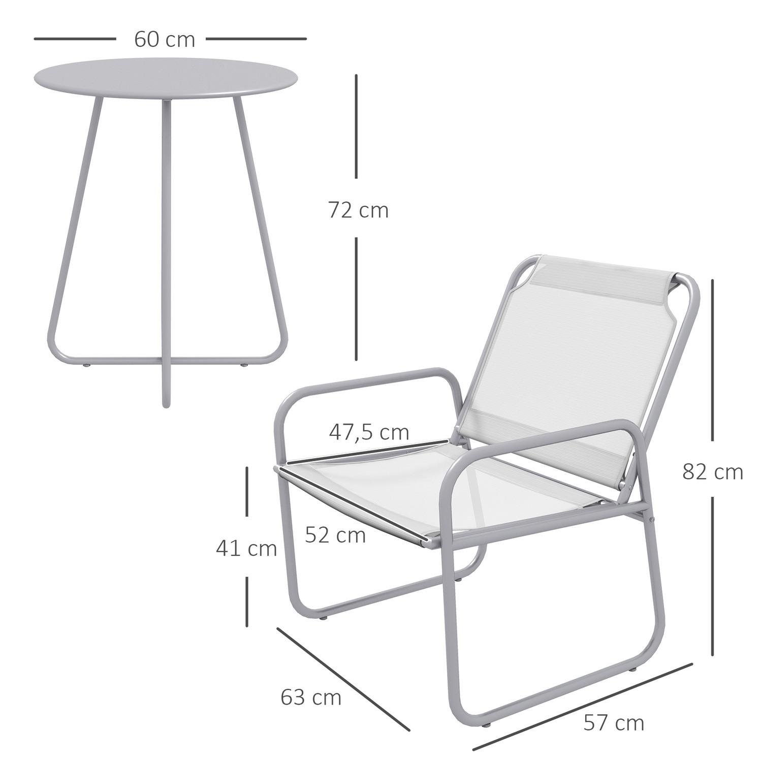 Northio 3 Pièces. Ensemble Bistro, Ensemble De Meubles De Balcon Comprenant 1 Table, 2 Chaises, Ensemble De Meubles De Jardin, Ensemble De Meubles De Jardin Pour Jardin, Terrasse, Maille, Gris Clair  