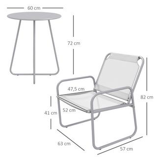 Northio 3 Pièces. Ensemble Bistro, Ensemble De Meubles De Balcon Comprenant 1 Table, 2 Chaises, Ensemble De Meubles De Jardin, Ensemble De Meubles De Jardin Pour Jardin, Terrasse, Maille, Gris Clair  