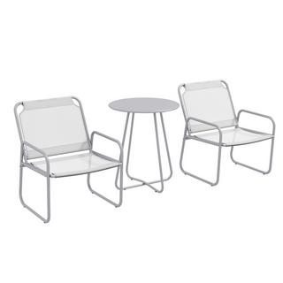 Northio 3 Pièces. Ensemble Bistro, Ensemble De Meubles De Balcon Comprenant 1 Table, 2 Chaises, Ensemble De Meubles De Jardin, Ensemble De Meubles De Jardin Pour Jardin, Terrasse, Maille, Gris Clair  