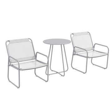 Soleggiato 3 Pz. Set Bistrot, Set Di Mobili Da Balcone Con 1 Tavolo, 2 Sedie, Set Di Mobili Da Giardino, Set Di Mobili Da Giardino Per Giardino, Terrazza, Rete, Grigio Chiaro