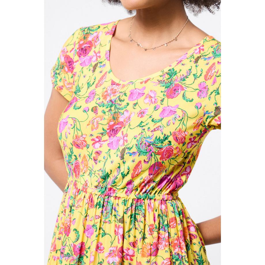 Joe Browns Abito Maxi con Effetto Crinkle, Stampa e Vita Elastica  